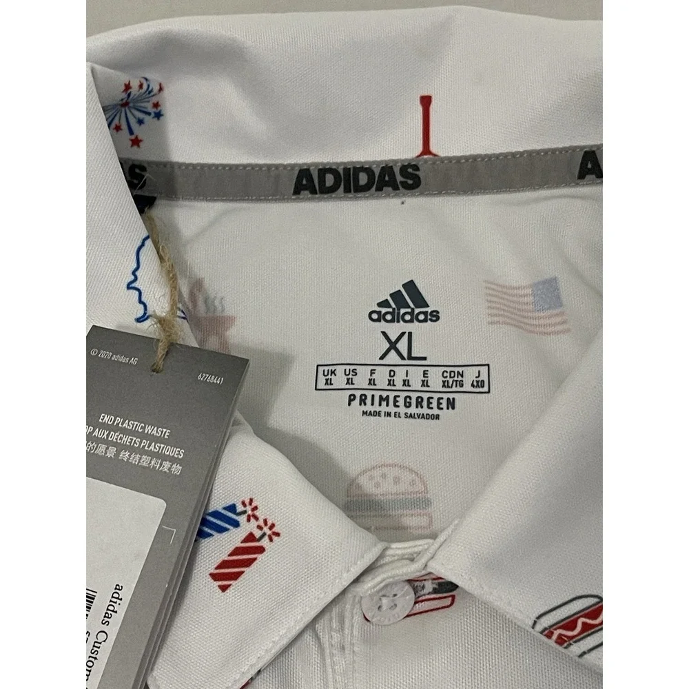 Adidas Prime Green Golf Polo Shirt Size XL White 4th Of July Custom $110 - Picture 2 of 8